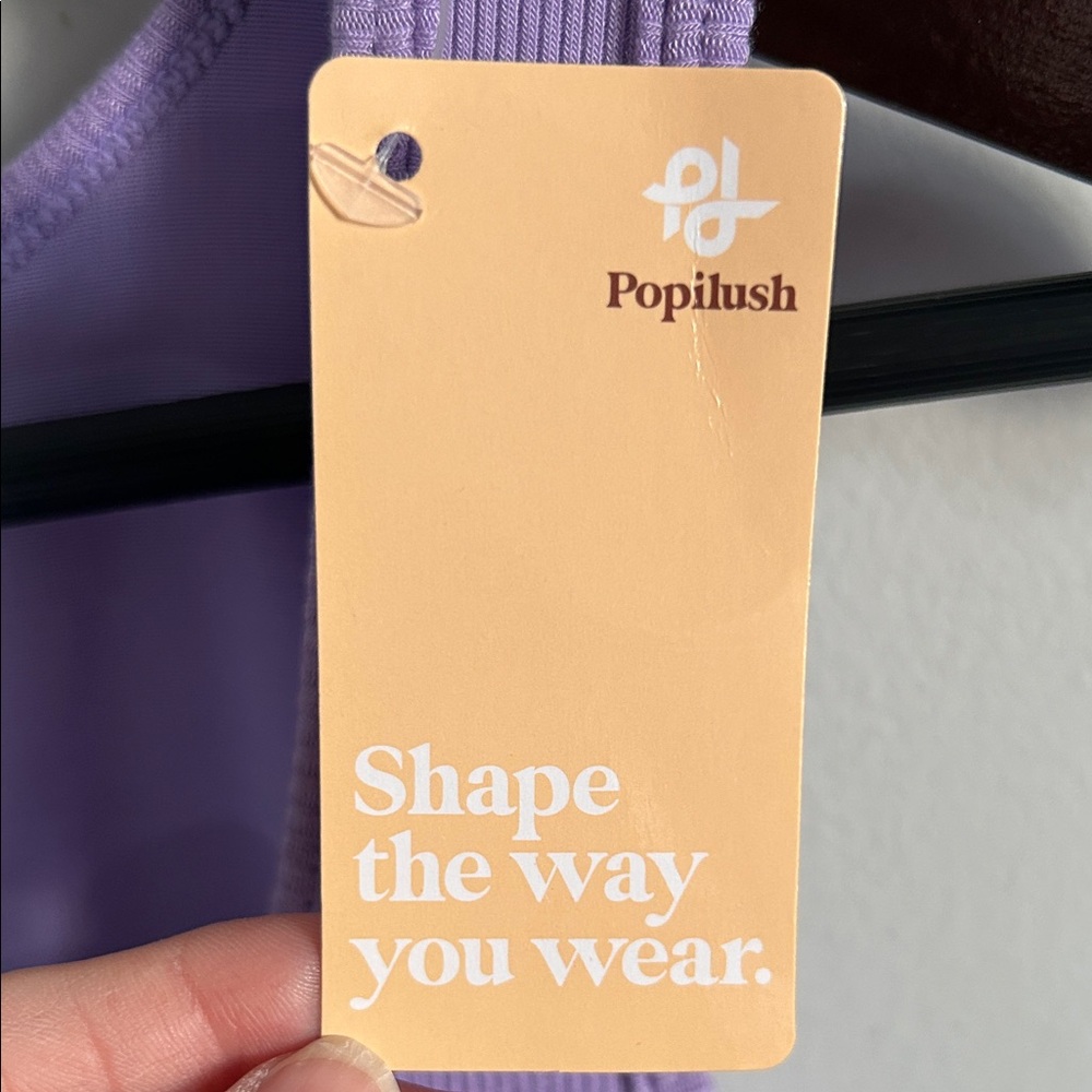 Popilush Sporty Athleisure Lavender Sleeveless Ribbed Shapewear  Mini Tank Dress - Picture 3 of 10